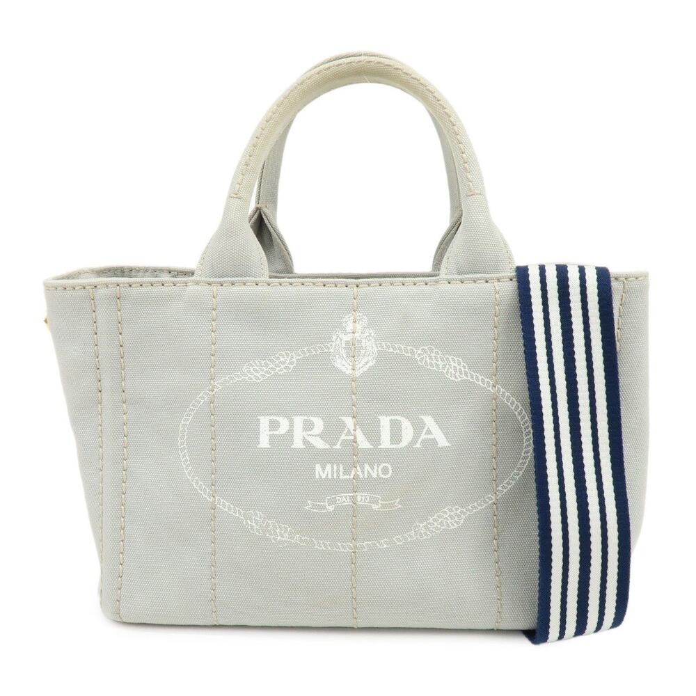 Prada Canapa Mini Canvas Tote Gray